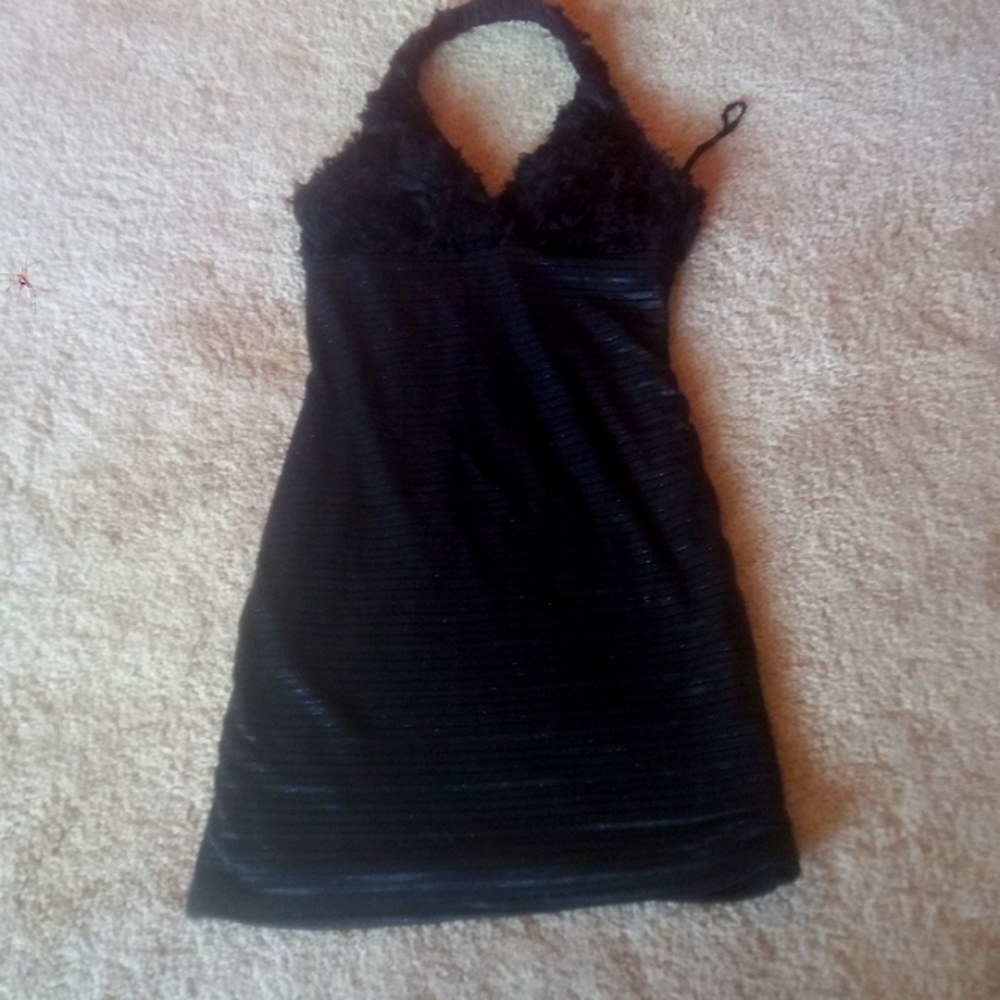 Sexy feathery halter dress